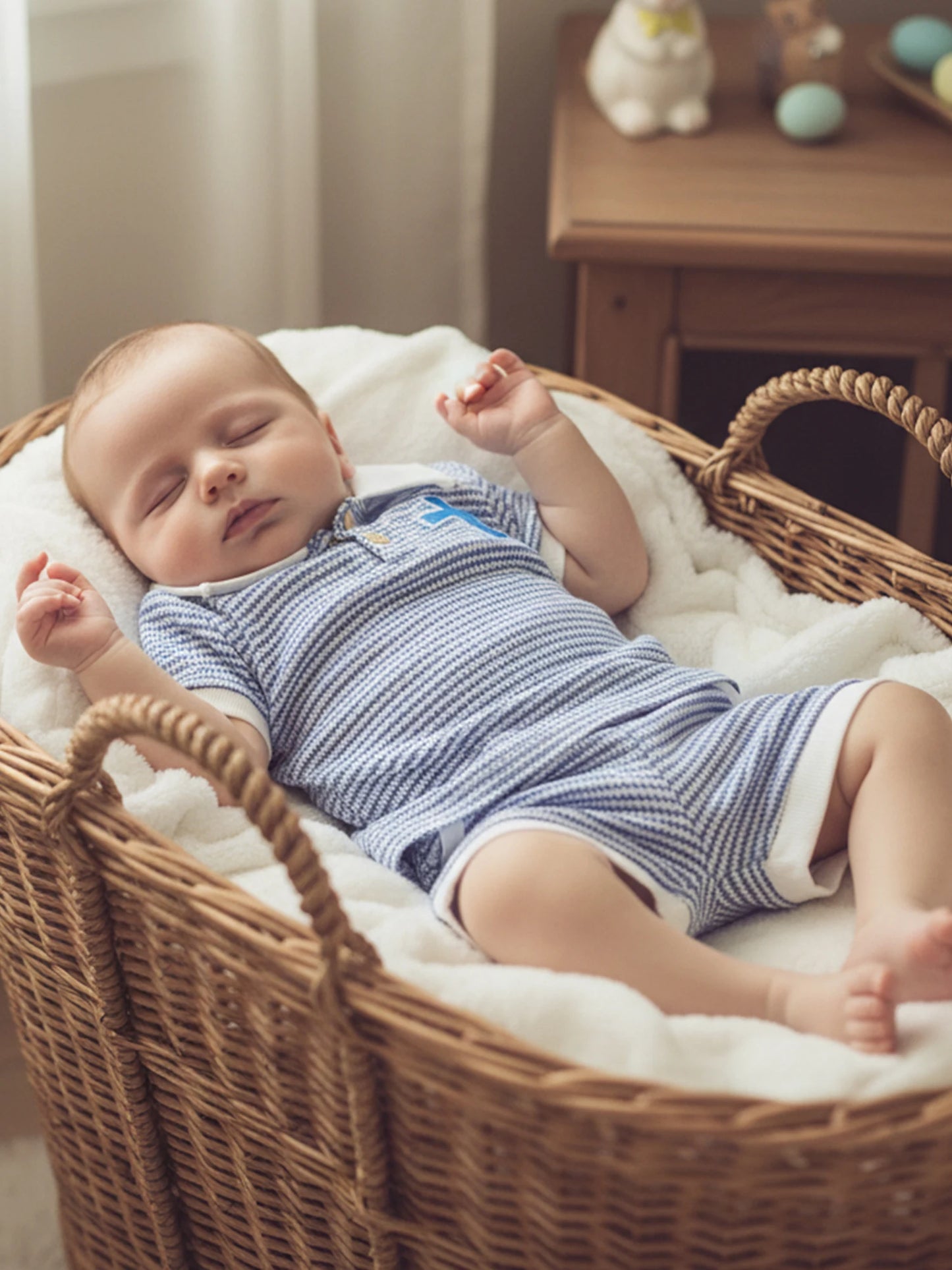 Baby Toddler Boys 2Pcs Easter Outfit Fashionable Striped Short Sleeve Carrot Cross Embroidery Top with Shorts 2Pcs Clothing Set