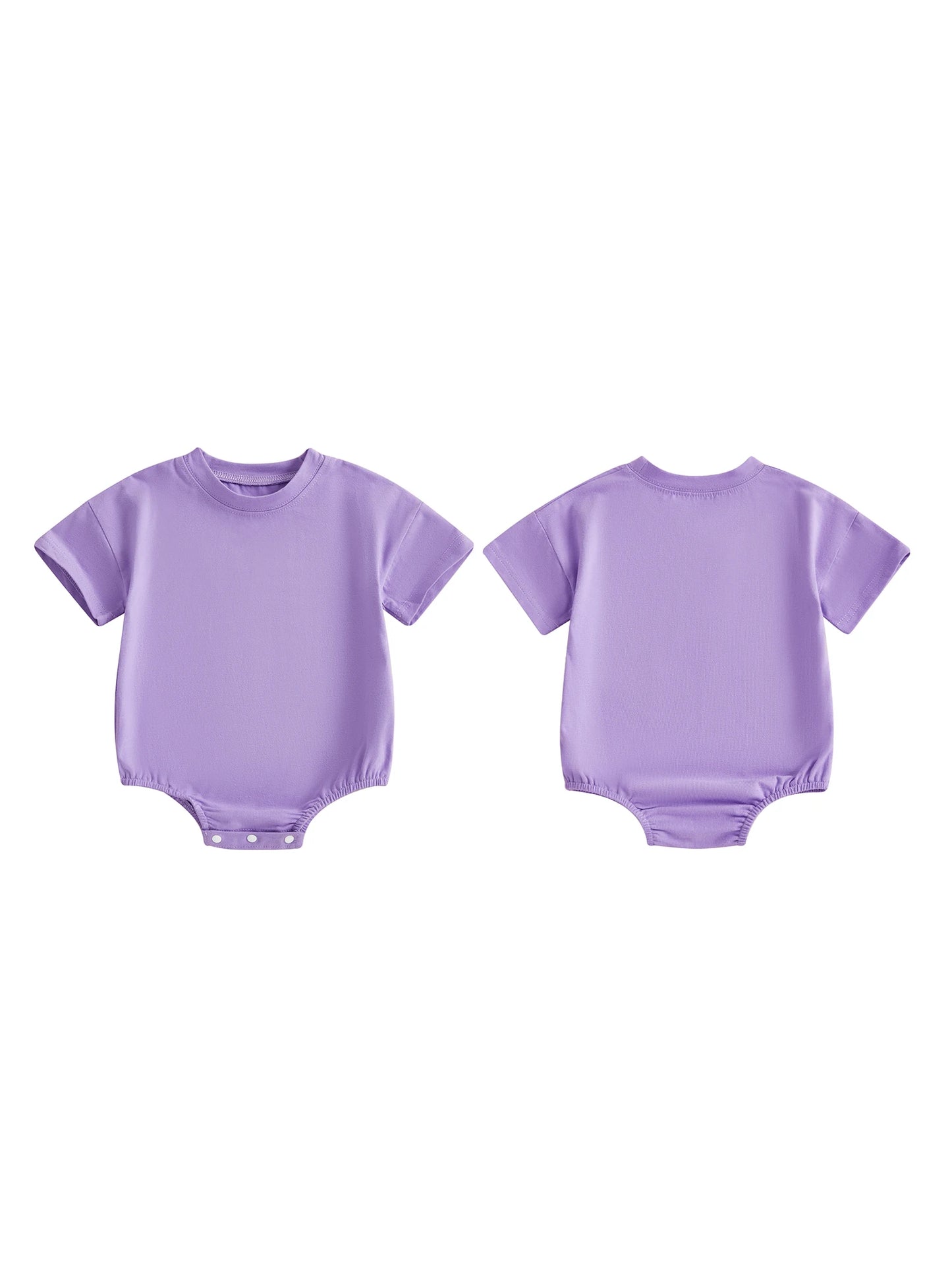 Baby Boys Girls Summer Spring Romper Solid Color Short Sleeve Round Neck Newborn Bodysuit