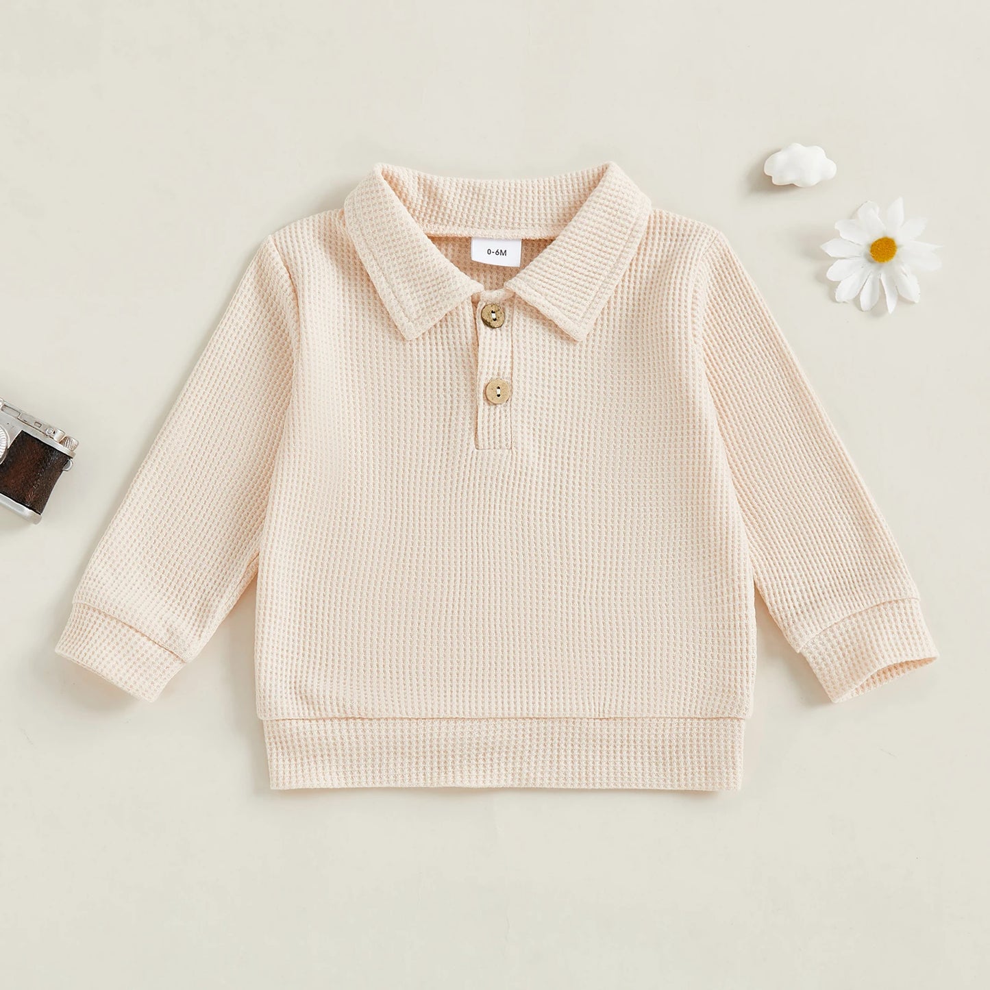 Baby Toddler Boys Autumn Casual Tops Long Sleeve Turn Down Collar Button Up Solid Color Shirt