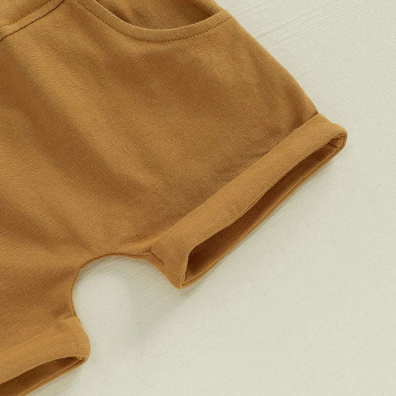 Baby Toddler Boys 2Pcs Easter Shorts Set Carrot Bunny Print Short Sleeve Round Neck Top Elastic Waistband Shorts