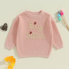 Load image into Gallery viewer, Baby Toddler Kids Girls Big Sister Autumn Winter Knit Sweater Long Sleeve O Neck Letter Embroidery Pullover Knitwear Top
