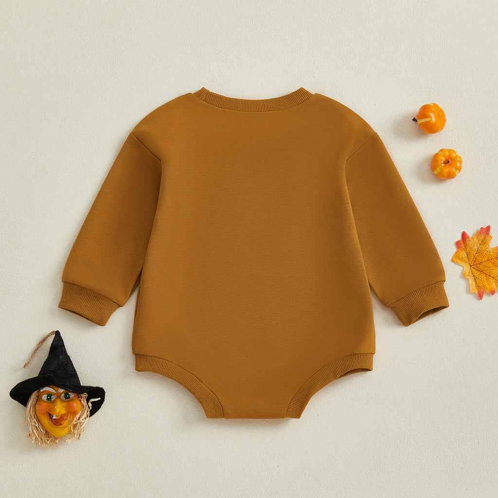 Newborn Baby Girls Halloween Sweatshirt Romper Casual Ghost Print Long Sleeve Jumpsuits Infant Fashion Clothes