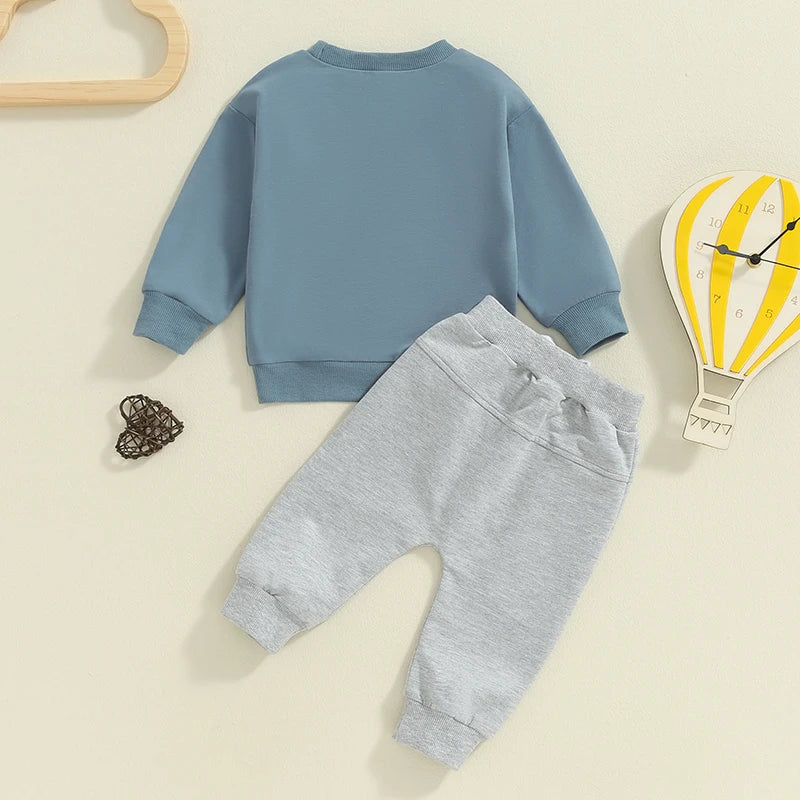 Baby Toddler Boys Girls 2Pcs Snacks Are My Love Language Long Sleeve Crew Neck Letters Print Top with Elastic Waist Pants Set