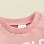 Baby Toddler Girls 2Pcs Fall Outfit Huddle & Cuddles Long Sleeve Bow Football Print Top + Pants Jogger Set Clothes