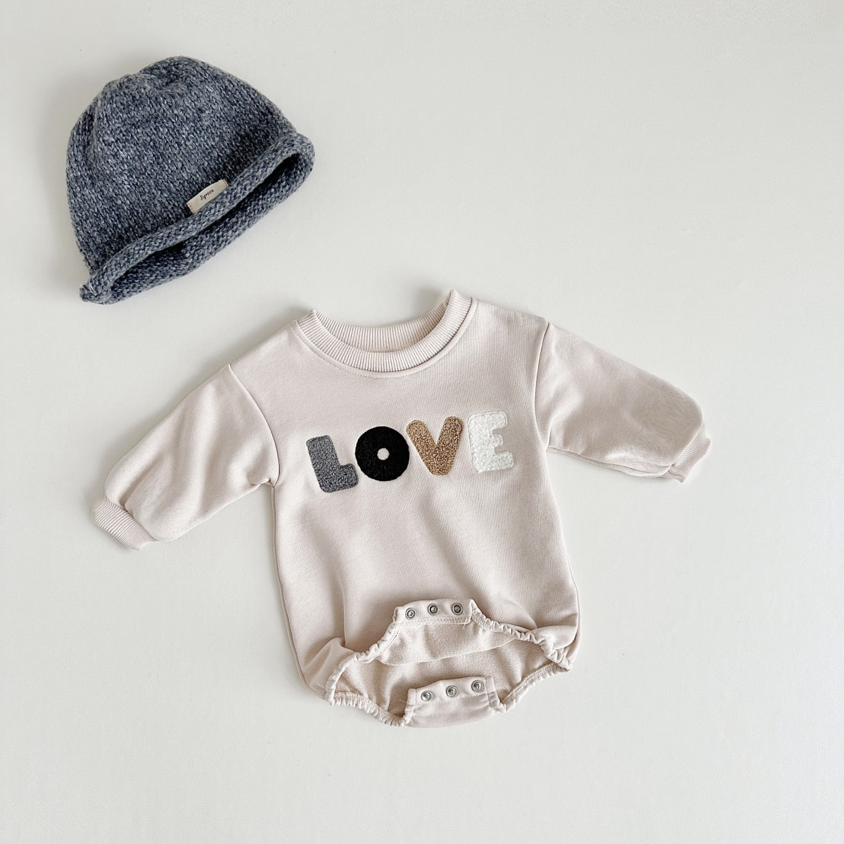 Love Embroidery Girl Bodysuit Romper
