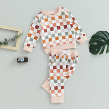 Load image into Gallery viewer, Toddler Baby Boys Girls 2Pcs Outfit Long Sleeve Checkerboard Print Top and Pants Set Clothes
