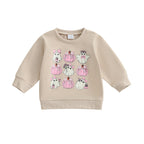 Baby Toddler Girls Boys Halloween Ghost Pumpkin Print Stylish Loose Fit Casual O-Neck Long Sleeve Pullover Top