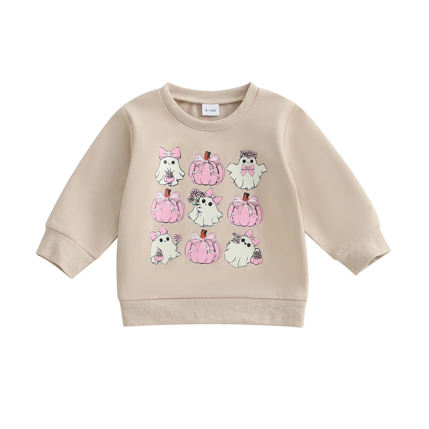 Baby Toddler Girls Boys Halloween Ghost Pumpkin Print Stylish Loose Fit Casual O-Neck Long Sleeve Pullover Top