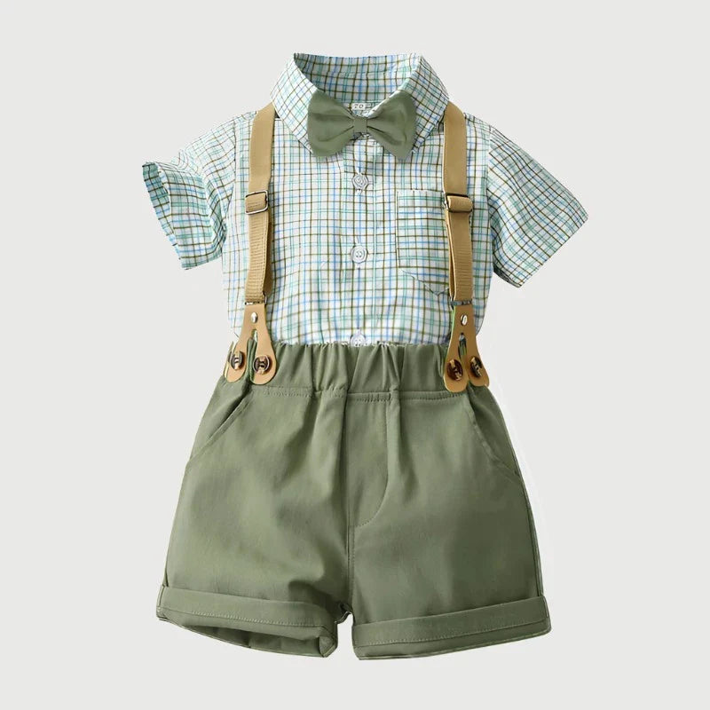 Short Sleeve Bow Tie Suspender Set