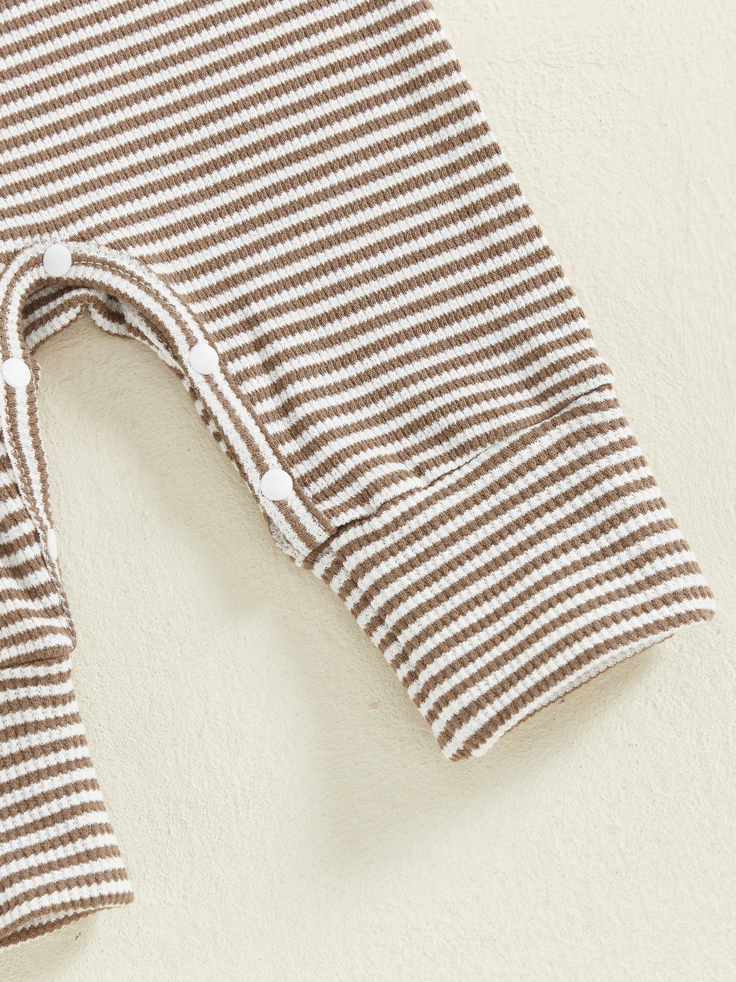 Baby Boy 2Pcs Striped Hello I'm New Here Romper Letters Embroidery Round Neck Long Sleeve Jumpsuit with Hat Set