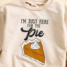 Load image into Gallery viewer, Baby Toddler Boys Girls 2Pcs Pumpkin Pie / I&#39;m Just Here For The Pie Set Letter Pie Print Long Sleeve Round Neck Top Drawstring Pockets Long Pants Outfit
