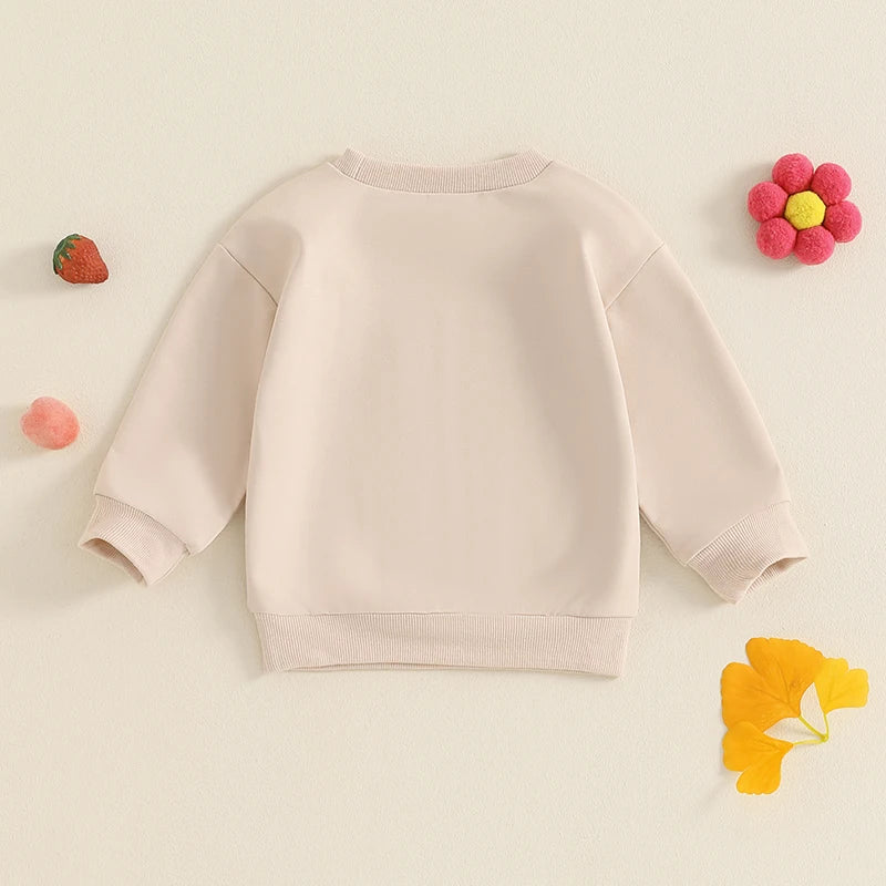 Toddler Kids Girls Big Sister Long Sleeve Crewneck Letter Embroidery Loose Fit Pullover Top