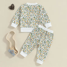 Load image into Gallery viewer, Baby Toddler Girls 2Pcs Outfit Floral Flowers Long Sleeve Crew Neck Top with Elastic Waist Pants Set
