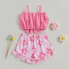 Load image into Gallery viewer, Toddler Kids Baby Girl 2Pcs Outfit Big Bow Solid Tank Top Star Striped Floral Shorts Set Clothes
