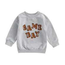 Load image into Gallery viewer, Kids Girls Boys Game Day Football Season Print Long Sleeve Crew Neck Toddler Pullovers Fall Tops
