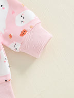 Baby Toddler Girls 2Pcs Halloween Outfit Ghost Pumpkin Print Crew Neck Long Sleeve Top and Pants Set
