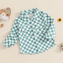 Load image into Gallery viewer, Baby Toddler Boys Girls Autumn Jacket Checkered Plaid Print Lapel Neck Long Sleeve Button Down Pockets Coat Top
