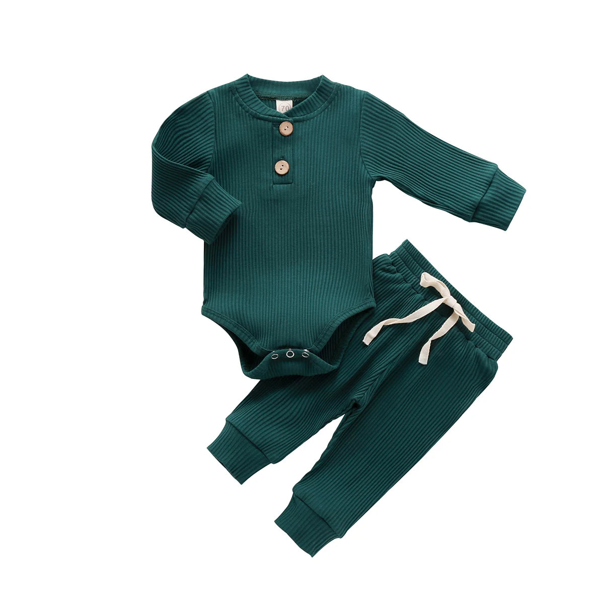 Baby Toddler Girl Boy 2Pcs Autumn Ribbed Clothes Sets Long Sleeve Bodysuits + Elastic Pants 2PCs Outfit