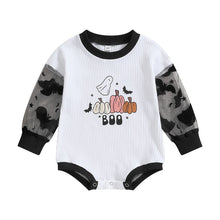Load image into Gallery viewer, Baby Boy Girl Halloween Bodysuit Mesh Long Sleeve Round Neck Ghost Print Jumpsuit Clothes Romper
