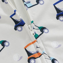 Load image into Gallery viewer, Baby Boys Girls Jumpsuit Long Sleeve Golf Cart Print Zipper Romper
