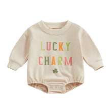 Load image into Gallery viewer, Baby Toddler Girl Boy St. Patrick&#39;s Day Bubble Romper Long Sleeve Lucky Charm Shamrock Print Clover Jumpsuit
