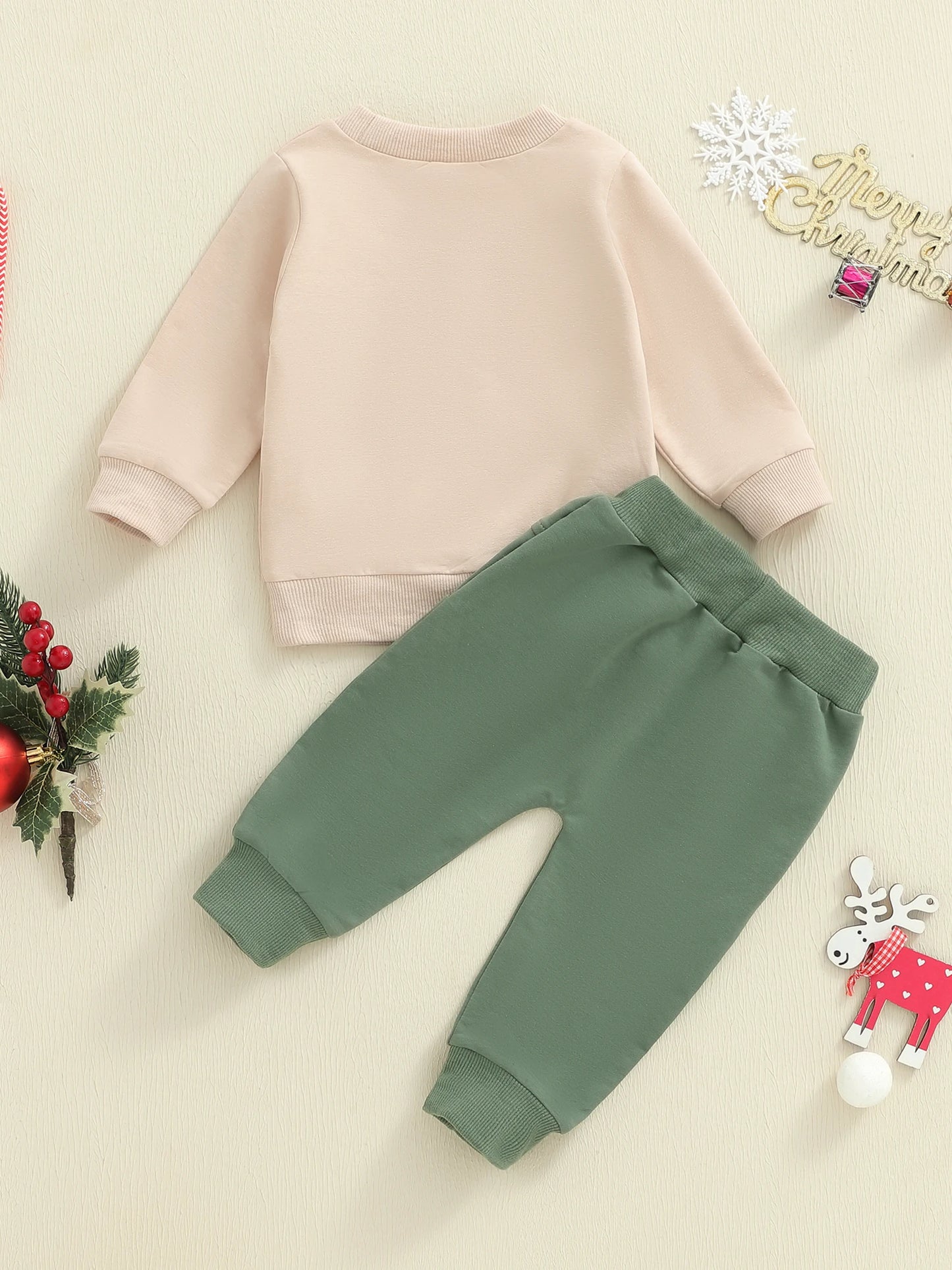 Baby Toddler Boys 2Pcs Christmas It's A Beaut Clark Outfits Long Sleeve Crew Neck Letter Embroidery Top and Elastic Waist Pants Jogger Set