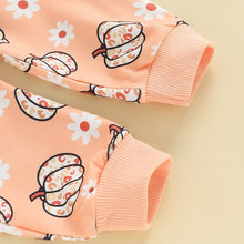 Load image into Gallery viewer, Baby Toddler Girl 2 Pcs Flower Pumpkin Print Long Sleeve Top Halloween Pink Long Pants Outfit Set
