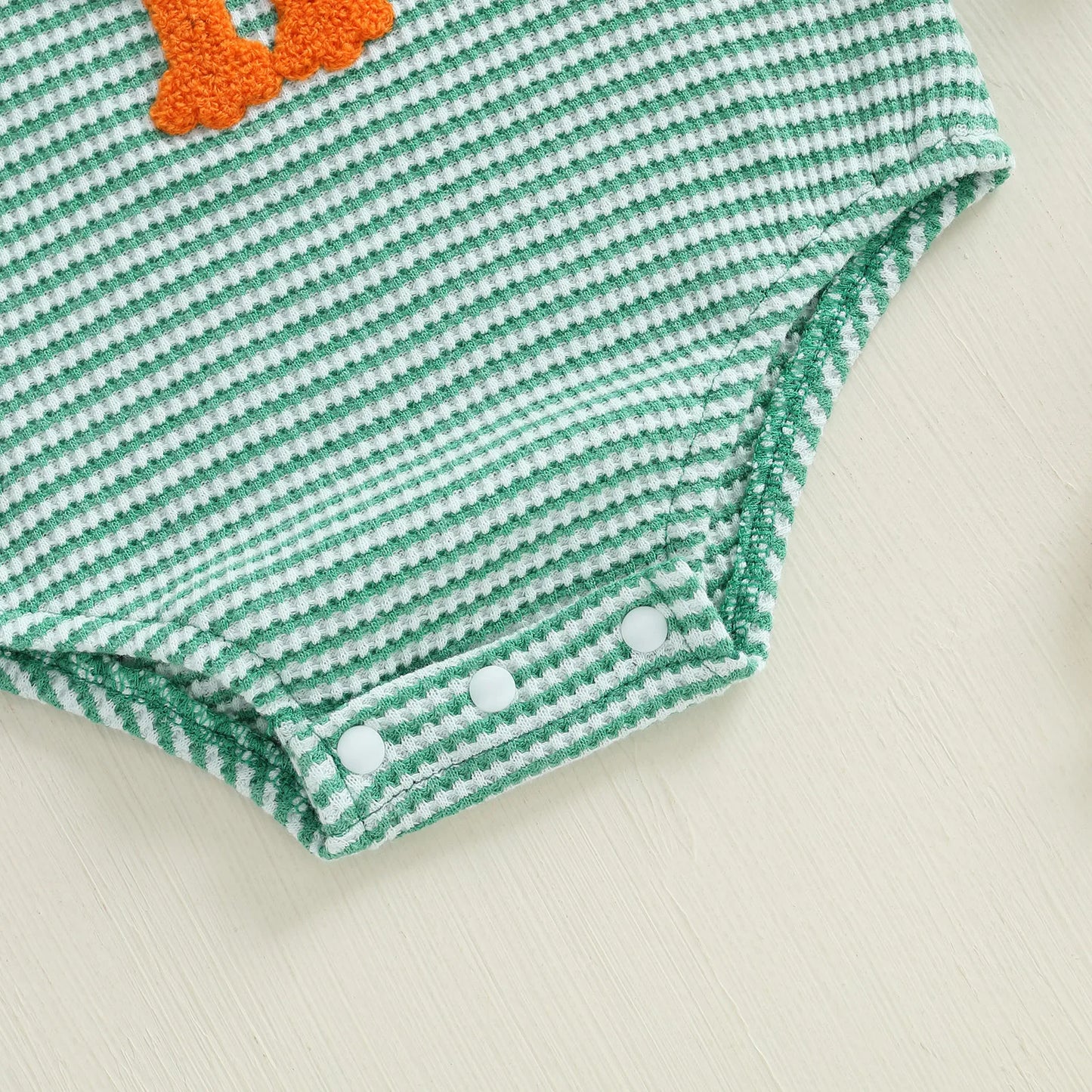 Baby Boy Rompers Long Sleeve Stripes Print Crew Neck Jumpsuit with Cute Goose Embroidery