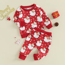 Load image into Gallery viewer, Baby Toddler Girls Boys 2Pcs Christmas Clothes Long Sleeve Santa Claus Print Crewneck Top Pants Set
