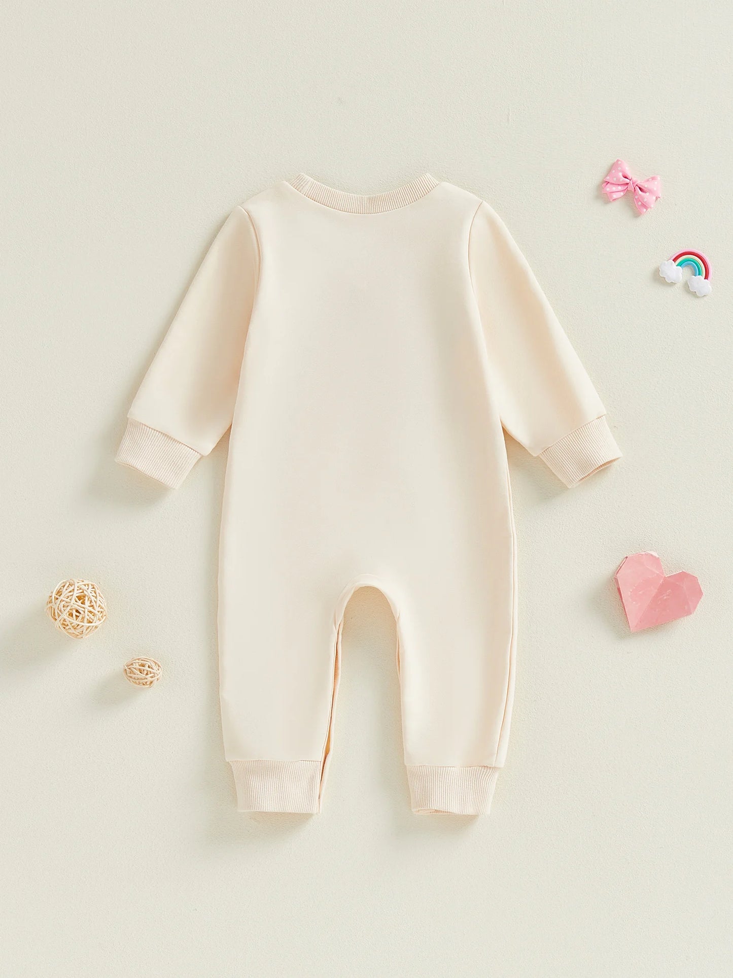 Baby Boy Lover Boy Romper Letter Embroidery Crew Neck Long Sleeve Jumpsuit Valentine's Day