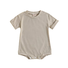 Load image into Gallery viewer, Infant Baby Boys Girls Summer Bodysuit Short Sleeve Crew Neck Solid Ribbed Jumpsuit Bubble Romper
