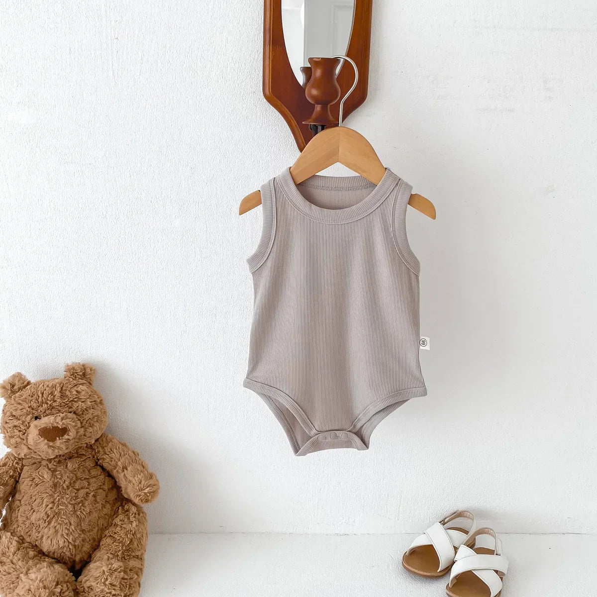 Solid Round Neck Bodysuit Romper