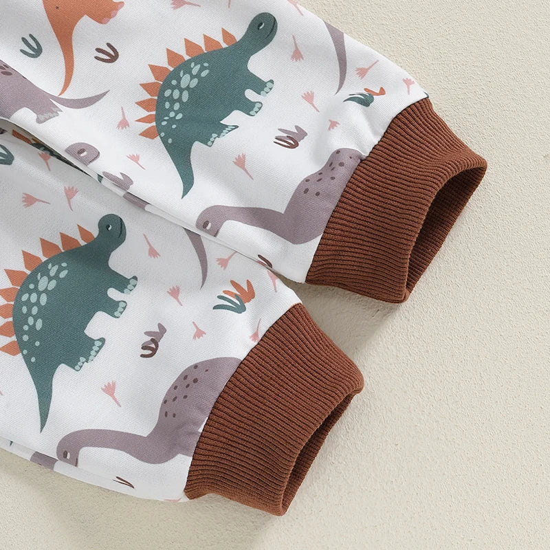 Baby Toddler Boys 2Pcs Mama's Boy Fall Outfit Letter Print Long Sleeve Top and Dinosaur Print Long Pants Set