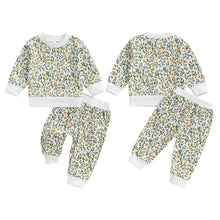 Load image into Gallery viewer, Baby Toddler Girls 2Pcs Outfit Floral Flowers Long Sleeve Crew Neck Top with Elastic Waist Pants Set
