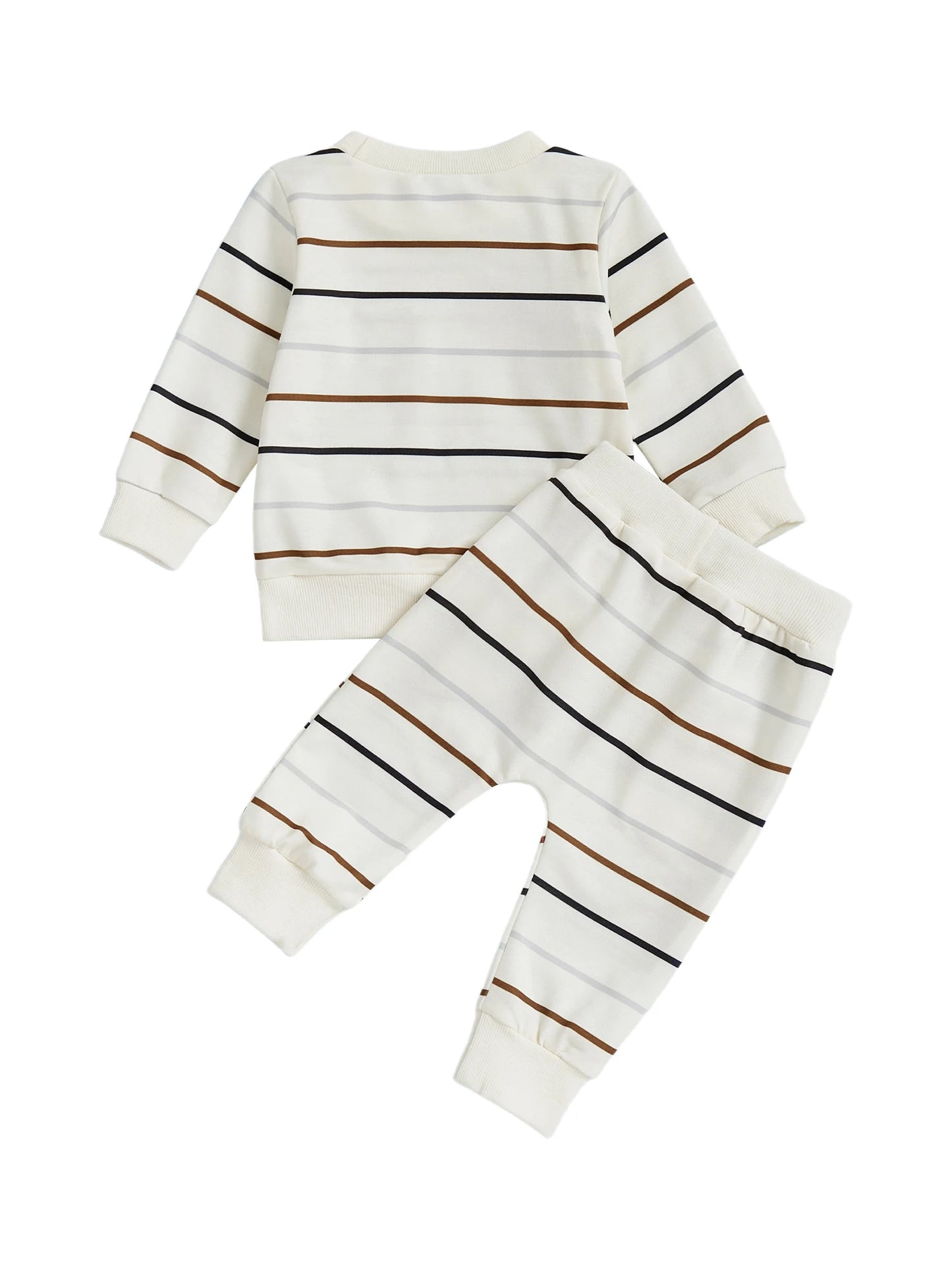 Baby Toddler Boys 2Pcs Autumn Pants Sets Long Sleeve O Neck Striped Top Drawstring Pants Jogger Set