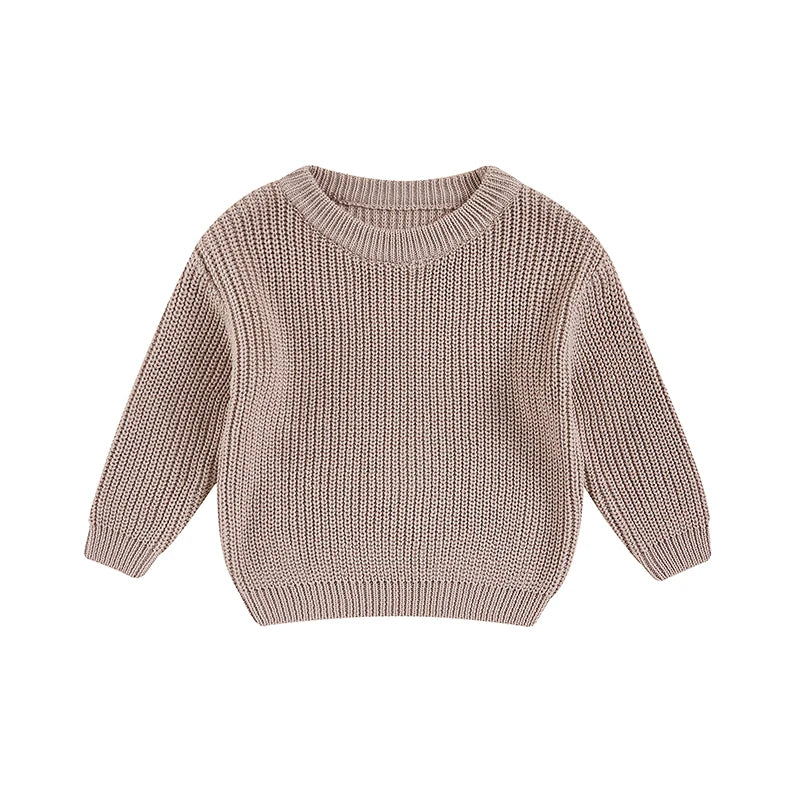 Baby Toddler Girls Boys Sweaters Knitting Pullovers Tops Solid Color Basic Cotton Long Sleeve Sweater Top