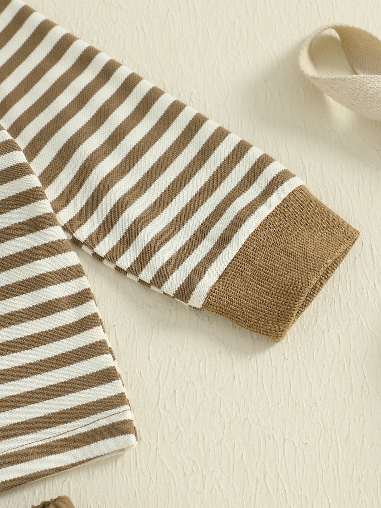 Baby Toddler Boys 2Pcs Fall Long Sleeve Lapel Bear Embroidery Striped Top Pants Sets