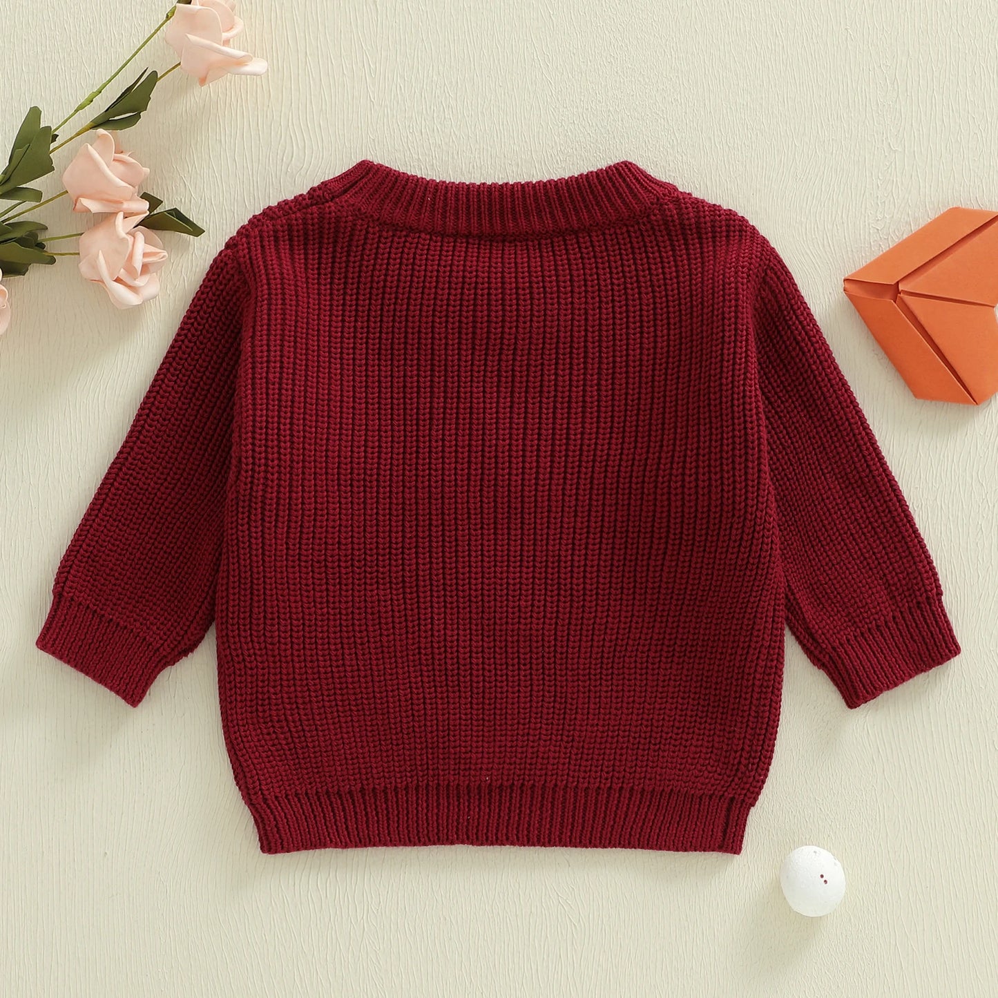 Baby Toddler Boys Valentines Sweater Fashionable Letters Lover Boy Heart Embroidery Crew Neck Long Sleeve Knit Top