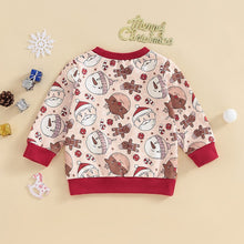 Load image into Gallery viewer, Baby Toddler Boys Girls Christmas Reindeer Santa Print Crew Neck Long Sleeve Pullover Tops Loose Shirt
