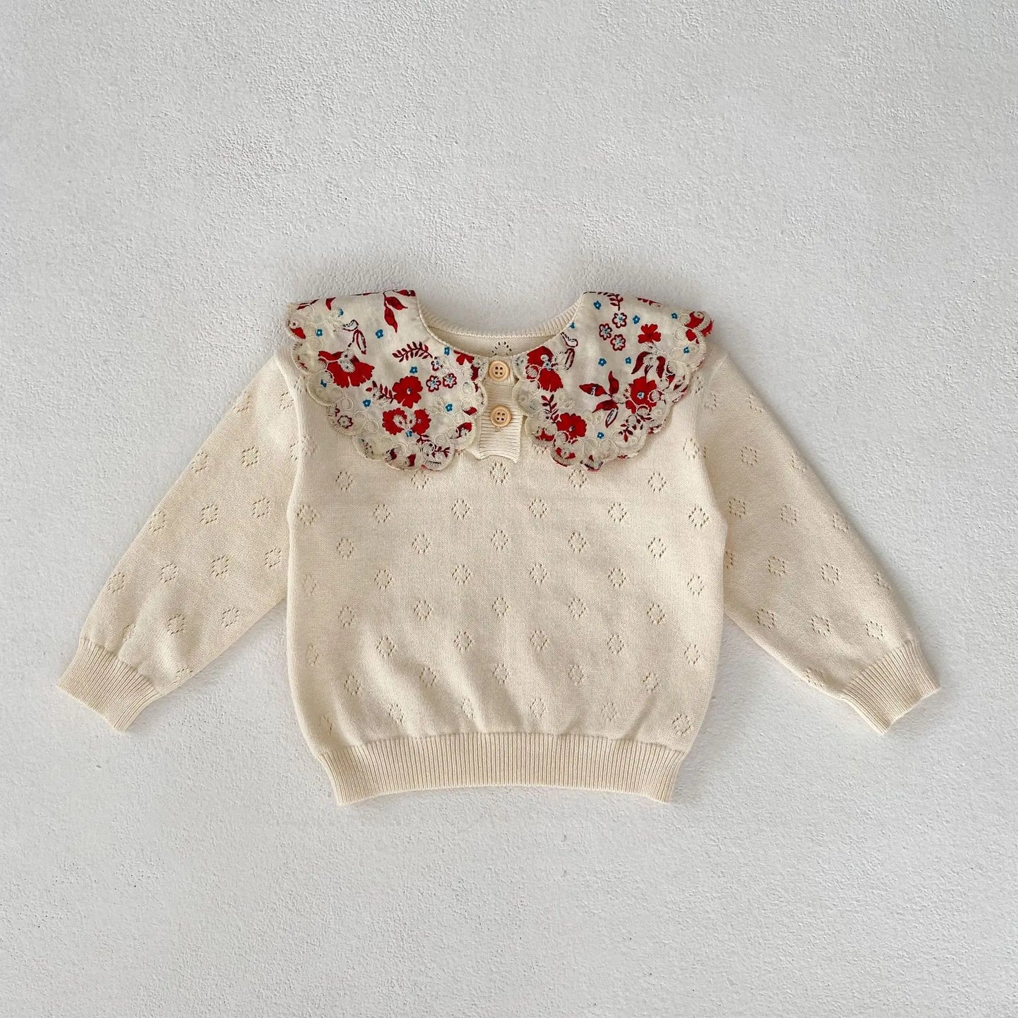 Baby Toddler Girl Autumn Winter Clothes Infant Flower Sweater Long Sleeve Knit Pullover Top Knitwear Floral Top