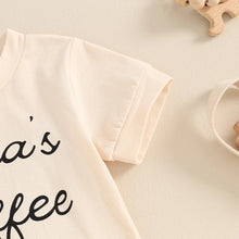 Load image into Gallery viewer, Baby Toddler Girls Boys 2Pcs Mama&#39;s Coffee Date Letter Print Short Sleeve Top and Elastic Shorts Outfit Set
