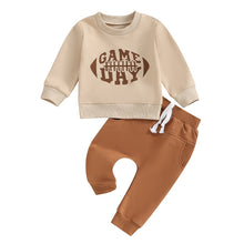 Load image into Gallery viewer, Toddler Baby Boy Girl 2Pcs Football Outfit Game Day Letter Print Long Sleeve Top and Pants Set Fall
