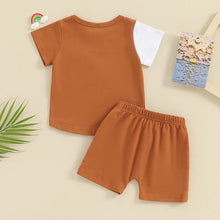 Load image into Gallery viewer, Toddler Baby Boy 2Pcs Outfit Contrast Color Short Sleeve Round Neck T-shirt Elastic Waist Shorts Set
