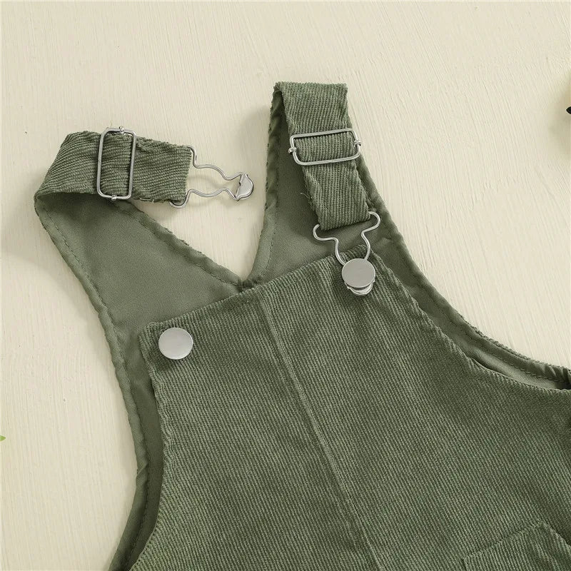 Baby Toddler Boys Girls Suspender Pants Jumpsuit With Buttons Fit Solid Color Overalls Romper