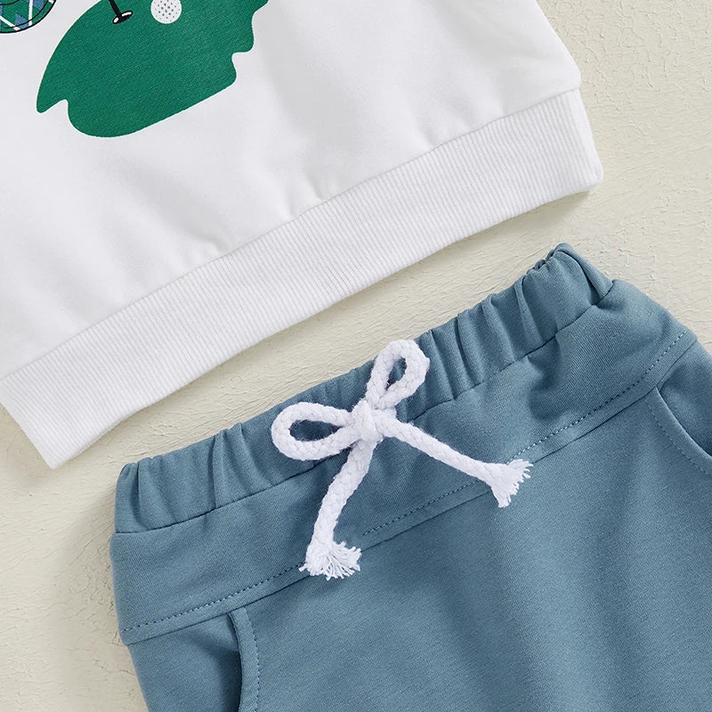 Baby Boys Girls 2Pcs ONE year old Birthday Outfit Golf Letter Print Long Sleeve Crewneck Top and Elastic Pants Set for Fall