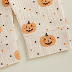 Baby Toddler Boys Girls 2Pcs Halloween Outfit Pumpkin Print Long Sleeve Shirt + Pants Set Loungewear