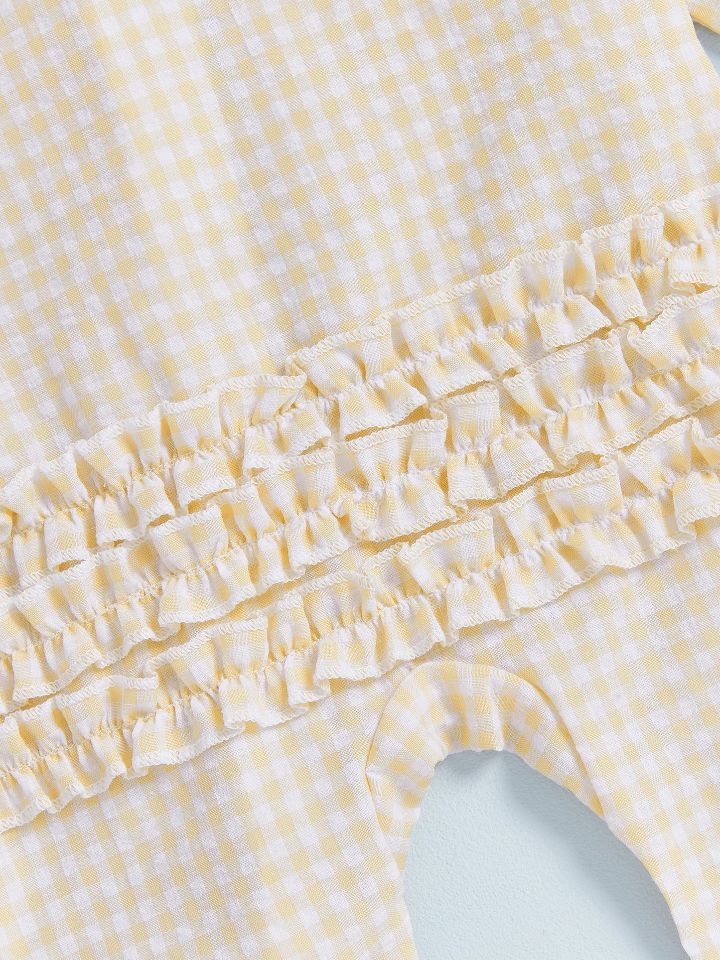 Baby Girl 2Pcs Fall Footies and Headband Set Plaid Ruffled Trim Zip Front Long Sleeve Zipper Romper