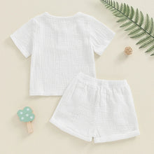 Load image into Gallery viewer, Baby Toddler Boys Girls 2Pcs Short Sleeve Button Front Solid Color Top and Shorts Outfit Set
