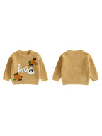 Baby Toddler Boys Girls Halloween Sweater Boo Letter Ghost Embroidery Long Sleeve Crew Neck Knitwear Pullover Top