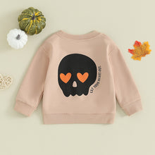 Load image into Gallery viewer, Baby Toddler Kids Girl Halloween Skull Heart Print Eat Your Heart Out Letters Long Sleeve Pullovers Crew Neck Top

